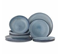Bloomingville Sandrine Service de Vaisselle 12 pièces en grès Bleu - Assiettes & Bols Scandinave - 82068305