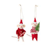 Bloomingville Suspension de sapin de Noël Peo laine 2 pièces Souris de Noël