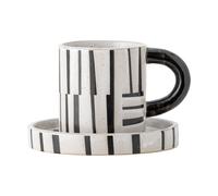 Bloomingville Tasse avec soucoupe Frankie 30 cl Noir-blanc