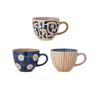 Bloomingville Tasse Eviaya 29 cl Lot de 3 Bleu-multi