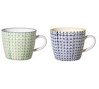 Bloomingville Tasses avec poignée Carla Lapis - Tasses à thé Tasse à café pour Le Bureau et la Maison, Cadeau sain ø 9,5 x H 8 cm, Vert Bleu Lapis, Céramique, Lot de 2, Capacité 280 ML