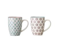 Bloomingville Tasses avec poignée Patrizia - Tasses à thé Tasse à café pour Le Bureau et la Maison, Cadeau sain ø 8 x H 10 cm, Bleu Lavande, Céramique, Lot de 2, Capacité 300 ML