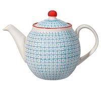 Bloomingville Théière à Motif Carla - coloré ø 14 cm, Bleu, Céramique, Capacité 1200 ML