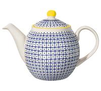 Bloomingville Théière à Motif Carla Lapis - coloré ø 14 cm, Bleu Lapis Jaune, Céramique, Capacité 1200 ML