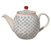 Bloomingville Théière à Motif Emma - coloré ø 14 cm, Bleu, Céramique, Capacité 1200 ML