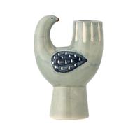 Bloomingville Trudy Bougeoir en céramique Motif Oiseau Bleu/Vert 12 x 8 cm