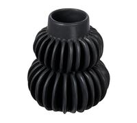 Bloomingville Vase Moderne en grès plissé, Noir