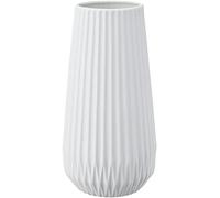 Bloomingville, Vase Rond cannelé en grès Blanc Mat avec Lignes en Relief