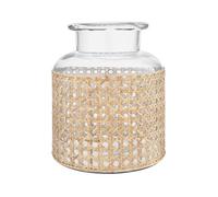 Bloomingville Vase Rond en Verre avec Manchon décoratif Transparent et Naturel
