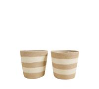 Bloomique - Pot à Plantes Tressé Gaby - Lot de 2 Pots - Beige - Jute - Panier pour Plantes - Intérieur et Extérieur - H22x Ø21