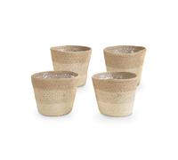 Bloomique - Pot à Plantes Tressé Gaby - Lot de 4 Pots - Beige - Jute - Panier pour Plantes - Intérieur et Extérieur - H13x Ø12