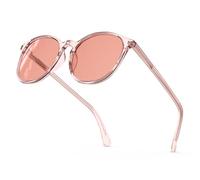 Bloomoak Lunettes anti-migraine teintées rose, style rétro rond, anti-lumière bleue, FL-Flex pour sensibilité à la lumière, éblouissement LED, photophobie et fatigue oculaire