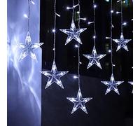 BLOOMWIN Rideau Lumineux Étoiles 3m 8 Modes 5V USB Eclairage Décoration Romantique Intérieure Guirlandes de Noël Lumineuses avec Anneau Fixe Lampe d'Ambiance pour Fenêtre Chambre Mariage Jardin Blanc