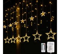 BLOOMWIN Rideau Lumineux Étoiles à Piles 2mx1m Guirlandes Lumineuses Noël Intérieure Décoration Noel Romantique Lampe d'Ambiance pour Chambre Mariage Jardin Bar Blanc Chaud