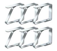 Blooven Pinces à Nappe 6 Pièces, Convient à Tables de 2,5 à 4 cm d'épaisseur, Acier Inoxydable Nappe Clips Anti-Glissant (Moyen x 6 Pièces)