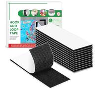 Blooven Scratch Autocollant Double Face, 12 PCS de 30 x 100 mm, Rubans Adhésifs, Bande Agrippantes Adhésives Avec Crochets Et Boucles (12 PCS 30 x 100 mm, Noir)