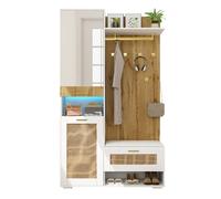 Blossom paris Ensemble dressing avec miroir - Bois naturel et blanc