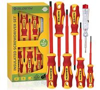 BLOSTM Jeu Tournevis Isolé - 7 pièces | Lot de 7 Tournevis Electricien Professionnel Certifiés VDE à 1000V Pointes Noires Durcies avec Conception Ergonomique