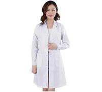 Blouse Blanche Lycée Coton, Blouse Chimie Laboratoire Homme Femme Manche Longue Chemise de Médecin Médical avec Poche pour Chimie étudiant et Lycée Hospital Industriel école S-4XL (01-Blanc, L)