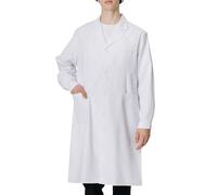 Blouse Blanche Medical Homme Manche Longue Blouse Blanche Chimie Lycee Blouses De Laboratoire Longue Blouses De Travail Homme Grande Taille Bouton Col V Avec Poche Pour Étudiant Médecin Infirmière