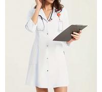 Blouse de laboratoire blanche à simple boutonnage, couleur unie, décontractée pour usage quotidien, pour femmes L,M,S,XLUnicoloreTissu tissé