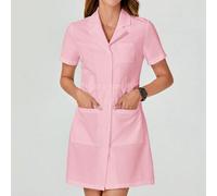 Blouse de laboratoire/Blouse blanche, épaule régulière, manches courtes avec poches, col châle L,M,S,XL,XS,XXL,XXSUnicoloreTissu tissé