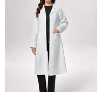 Blouse de laboratoire mi-longue à col unicolore avec deux poches L,M,S,XL,XXLBlocs de couleur,UnicoloreÉtoffe