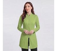 Blouse de laboratoire pour femmes, couleur unie, col montant, fermeture éclair, poches, veste à manches longues L,M,S,XL,XSUnicoloreTissu tricoté