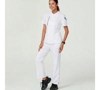 Blouse de travail pour femmes à col cache-cœur et boutons dissimulés, manches courtes L,M,S,XL,XS,XXL,XXSUnicoloreTissu tissé