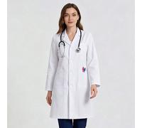 Blouse de travail pour femmes à manches longues, ouverture devant, tenue de soins infirmiers, tenue de travail pour dentiste, santé, hôpital vétérinaire, blouse de laboratoire blanche L,M,S,XL,XSPlant