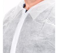 Blouse jetable en polypropylène blanche avec zip, homme, taille XL