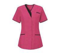 Blouse Médicale Femme Manches Courtes Col V - Tunique de Travail Infirmière Grande Taille, Vêtements de Travail et Uniformes Tenue Medicale Femme pour Clinique,Pharmacie,Hôpital et Cabinet