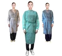 Blouses jetables en TNT 30g / m2, robes professionnelles jetables avec poignets en pur coton, travail à faire soi-même. Couleur: vert - bleu - blanc. Quantité 10 pcs. (Quantité 10 pcs, Vert)