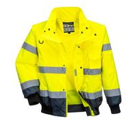 Portwest Blouson Bomber C465 3-en-1 manches amovibles Haute-Visibilité bicolore Jaune/Marine XS