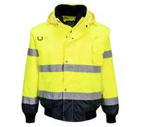 Portwest Blouson Bomber C465 3-en-1 Haute-Visibilité Bicolore Jaune/Marine Taille XXL