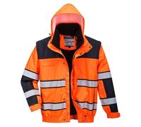 Blouson Hivis 3 En 1 Couleur : Orange/noir Taille 4xl - Portwest