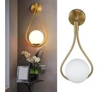 BLSYHDH Applique Murale Globe, Lampe Boule de Verre Moderne Or LED Luminaire Unique Intérieur, Salle de Bain Vanité Goutte D'eau Applique Murale pour Chambre Chevet Salon