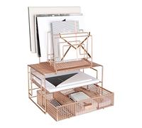 Blu Monaco Organiseur de bureau et accessoires de bureau or rose avec trieurs de fichiers et tiroir pour fournitures de bureau, papier, appareil et dossiers