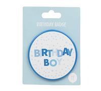 Blue Birthday Boy Badge with Pin - 8cm Party Accessory for Special Celebrations