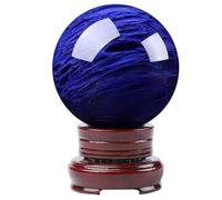Blue Crystal Ball, Quartz Sphere with Stand for Home Decor, Divination, Magic,Fortune Telling, Precious Gifts for Family and Friends,120mm Gemstone Stone