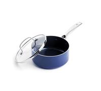 Blue Diamond Cookware Casserole Antiadhésive en Céramique Infusée au Diamant avec Couvercle, 16 cm/1,6 L, Sans PFAS, Induction, Lavable au Lave-Vaisselle, Va au Four, Bleu