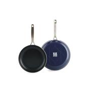 Blue Diamond Cookware Set de Poêles à Frire de 24 et 28 cm avec Revêtement Antiadhésif en Céramique Renforcé avec des Diamants, Cadeau Fête des Mères, Sans PFAS, Va au Lave-Vaisselle, Va au Four, Bleu