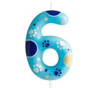Blue Dog Paw Print Bougies d'anniversaire numéro 1, Bougies de patte de chien pour Pet Puppy Cat Party, Décorations pour garçons et filles 6 ème anniversaire Fournitures de fête