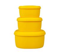 BLUE GINKGO Contenants en silicone emboîtables, Ensemble de 3 contenants de conservation des aliments en silicone à coque rigide, passe au lave-vaisselle et au congélateur (6,7 oz, 10 oz, 20 oz) Jaune