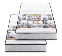Blue Moon Lot de 2 Matelas New York 90x190 | 2 Couchages | 15 cm | Mousse Ferme 28 kg/m³ | 5 Zones de Confort | Coutil Microfibre | Livré Compressé | Fabriqué en Belgique