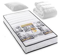 BLUE MOON Pack Soho New York 90x190 | Matelas + Couette + Oreiller | Mousse Ferme 28 kg/m³ | 5 Zones de Confort | Coutil Microfibre | Livré Compressé | Fabriqué en Belgique