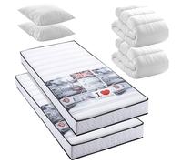 BLUE MOON Pack WESTEND 2 Matelas Mousse London 90x190 + 2 Couettes + 2 Oreillers. Mousse profilée 5 Zones de Confort. Épaisseur 15cm - Fabriqué en Belgique