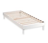 BLUE MOON Sommier à Lattes Eco Easykit 90x190 Blanc | Sapin Massif FSC | 12 Lattes 7 cm | 4 Pieds Hêtre Massif | Hauteur 27 cm | Montage Kit 15 min | Compatible Tous Matelas | Fabriqué en Belgique