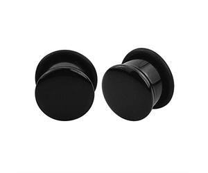 Blue Palm Jewelry Paire de bouchons évasés simples en verre noir - Tailles 2GA-13/16 E586BK, verre