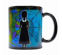 Blue Sky Studios Tasse à café « Mercredi » changeant de couleur, activée par la chaleur, motif vitrail Ophelia Hall, produit sous licence et cadeau